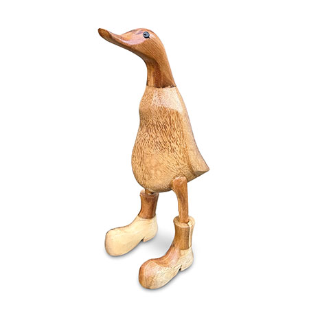 thumbnail interactive-video image 1 of Hand Painted Wooden Duck Wellies Boots – 25cm Bamboo Duck – Reny’s Ark – Carved Duck Figure For Wedding, Chef, Police, Fire, Kids Room 1 of 2